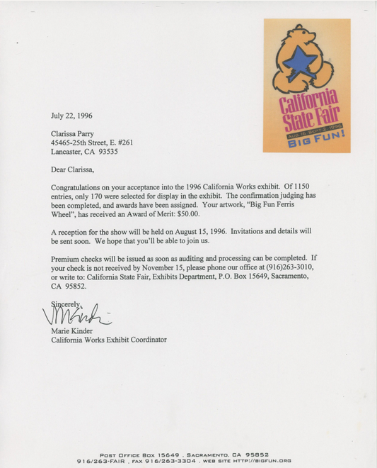 ©"Big Fun Ferris Wheel" 1996 California State Fair, Award of Merit