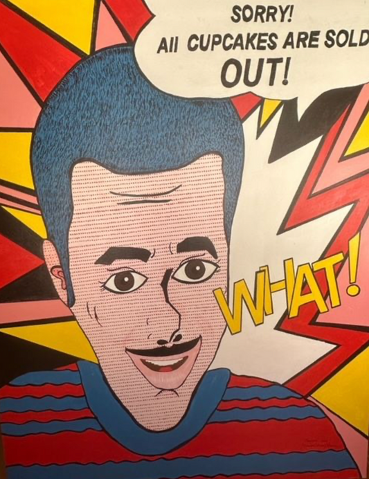 ©"SORRY! ALL CUPCAKES ARE SOLD OUT!" 5' x 4' x 1.5, acrylic, GlutenZero® Bakery Pop Art," Total Dots 4,888. Clarissa·Vanessa·Kierah